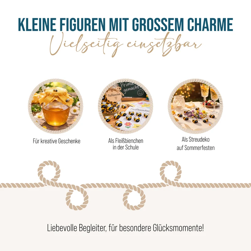 Holzbienen Deko mit Klebepunkt, ca. 1,5 cm, 40er-Set