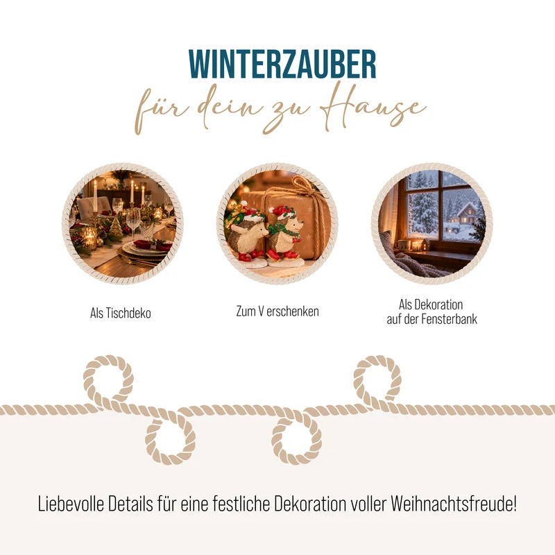 Deko-Igel auf Schlittschuhen mit Weihnachtsmütze, ca. 9 cm, 2er-Set