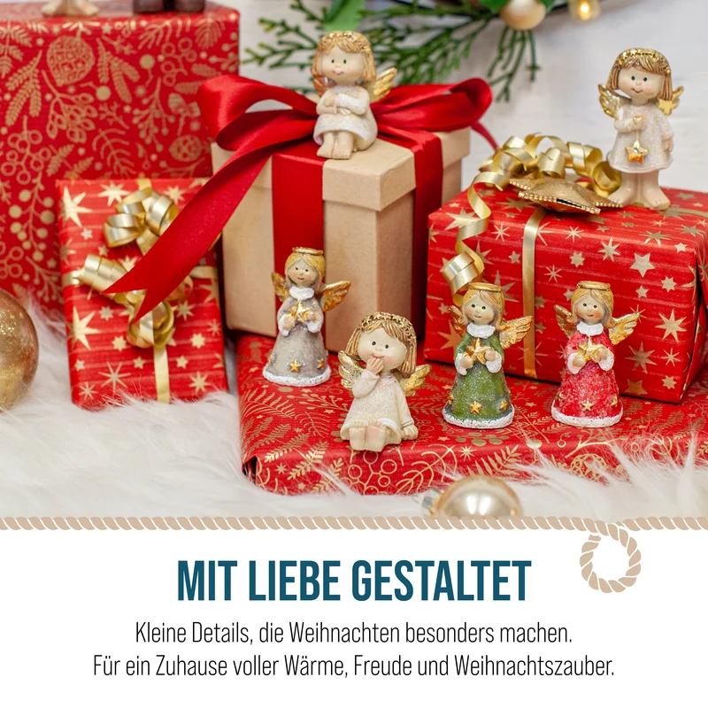 Weihnachtsengel 3er Set Polyresin 5,5 cm mit Sternmotiv