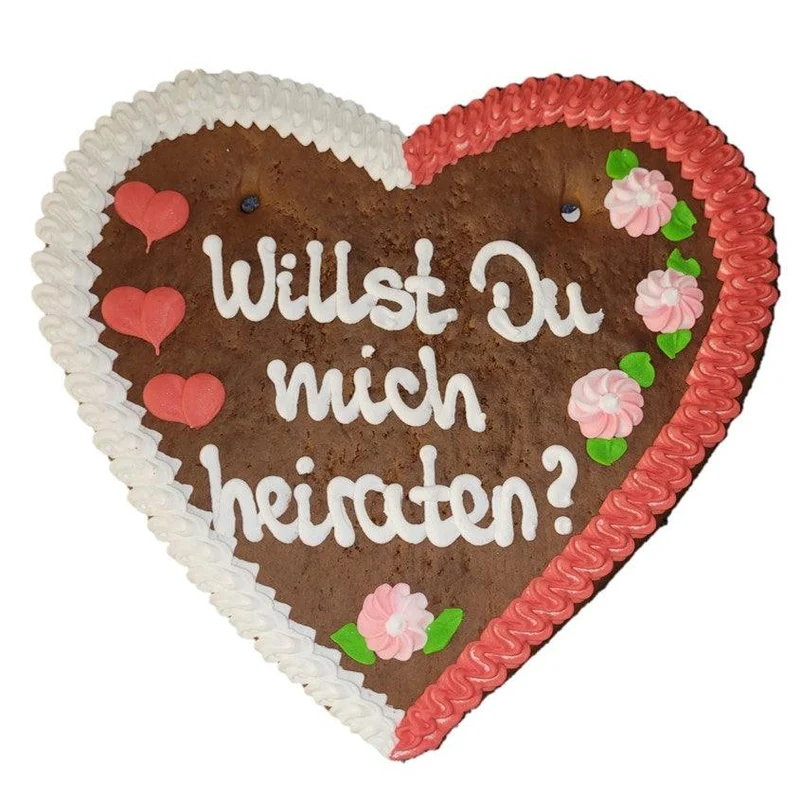 Lebkuchenherz XL (36x34cm), Willst Du mich heiraten?