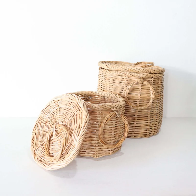 Handwoven Rattan Basket Set of 2