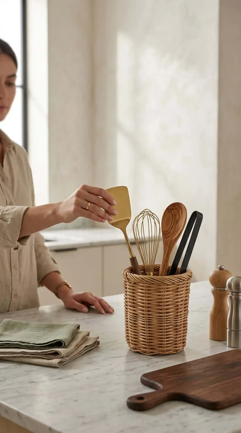 Wa Rin Ram Pai Rattan Utensil Basket - 6 inches