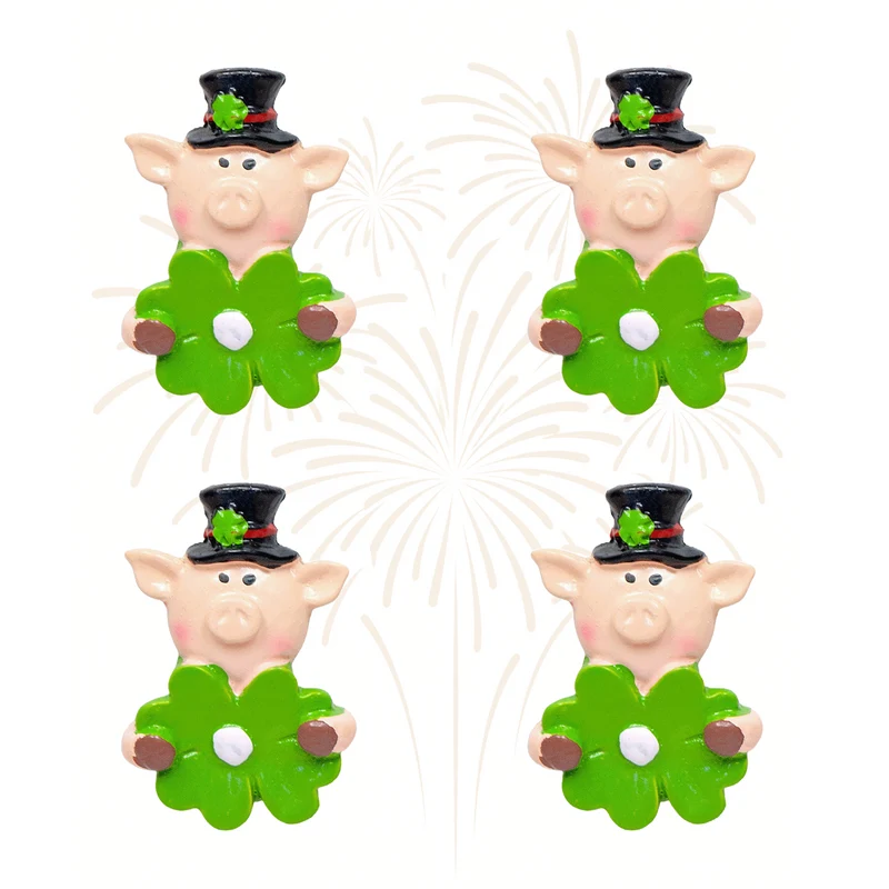 Glücksschweinchen Kleeblatt 4er Set selbstklebend 4 cm - Glücksbringer