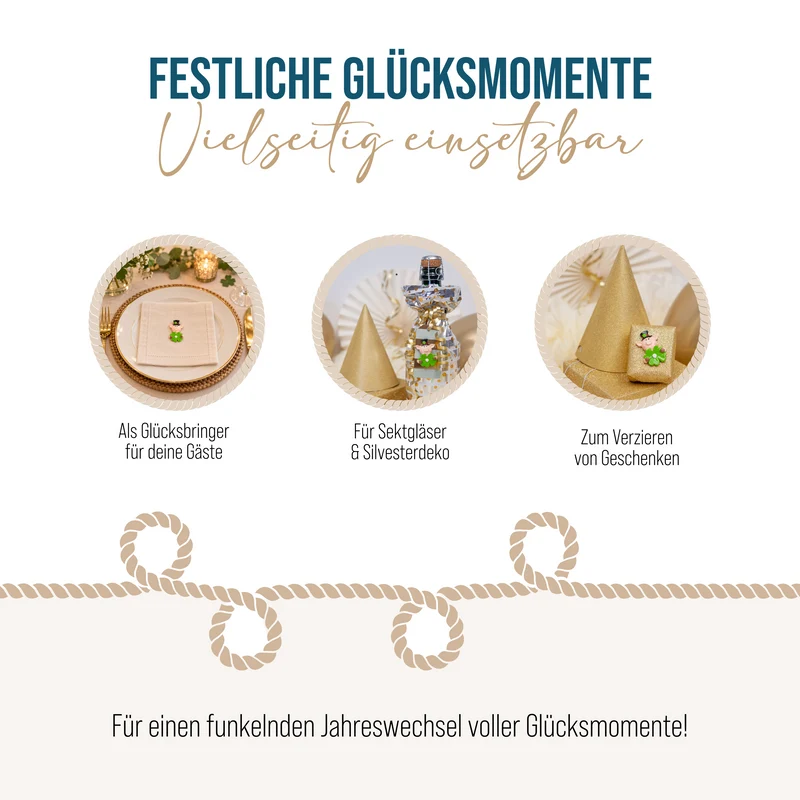 Glücksschweinchen Kleeblatt 4er Set selbstklebend 4 cm - Glücksbringer