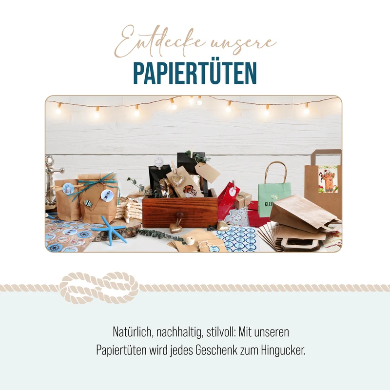 Geschenktüten 4er Set aus Papier mit Anhänger - vier Motive