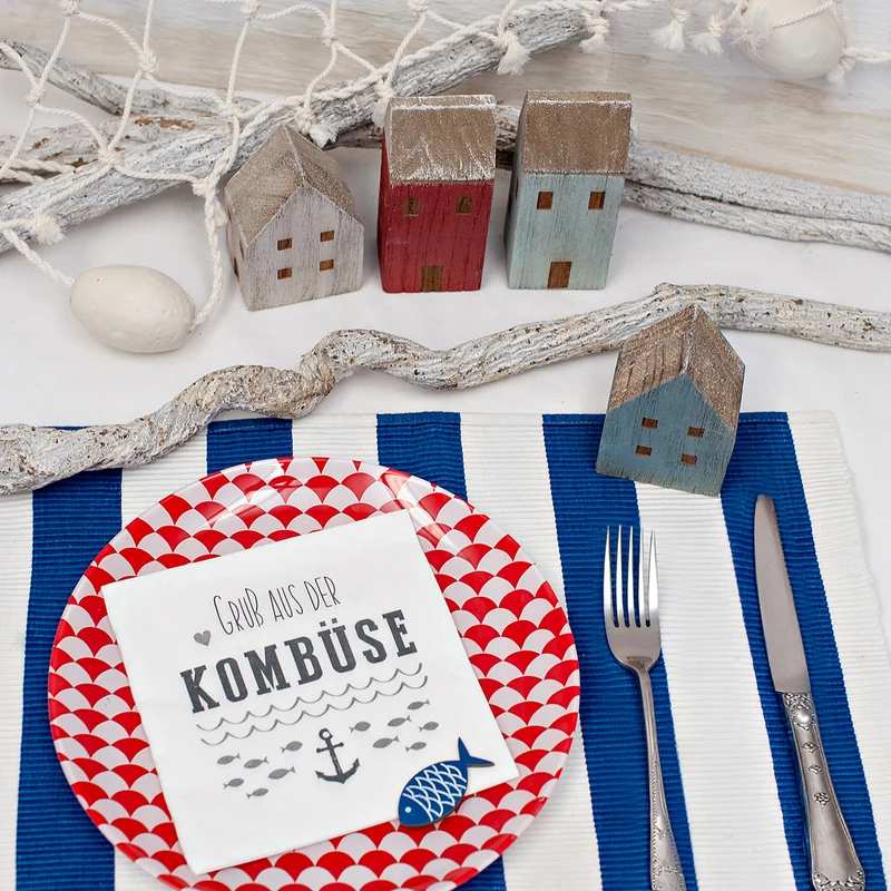 Servietten Gruß aus der Kombüse Anker weiß 33 x 33 cm - 20er Pack