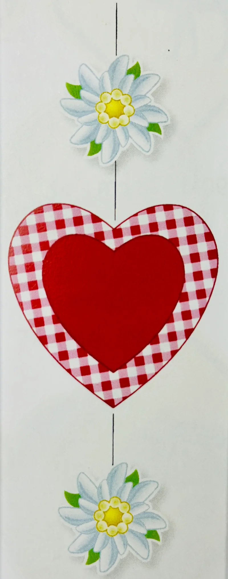 Papiergirlande hängend "Papierherz" rot/weiß