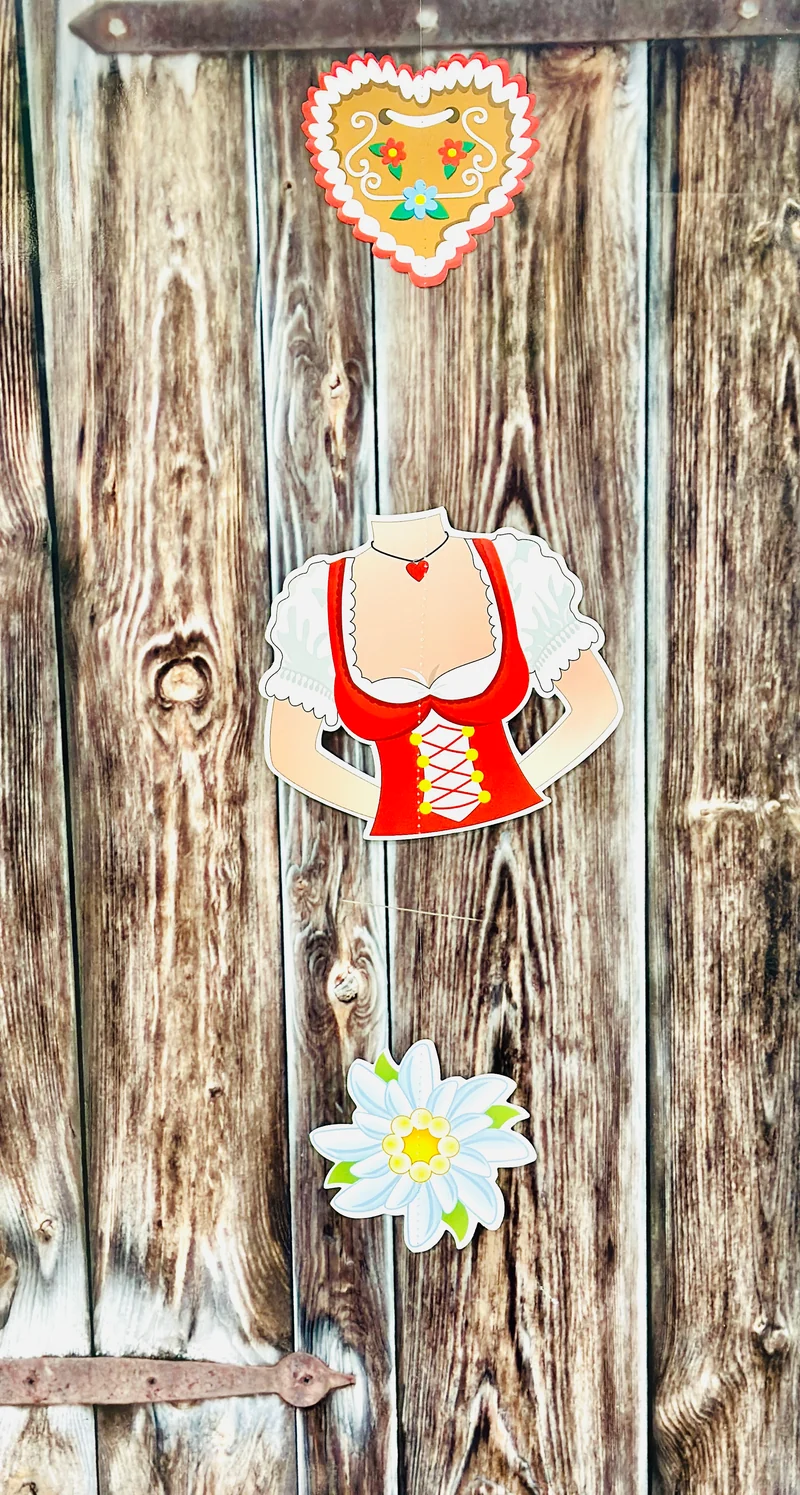 Papiergirlande hängend "Tracht Damen" rot/weiß