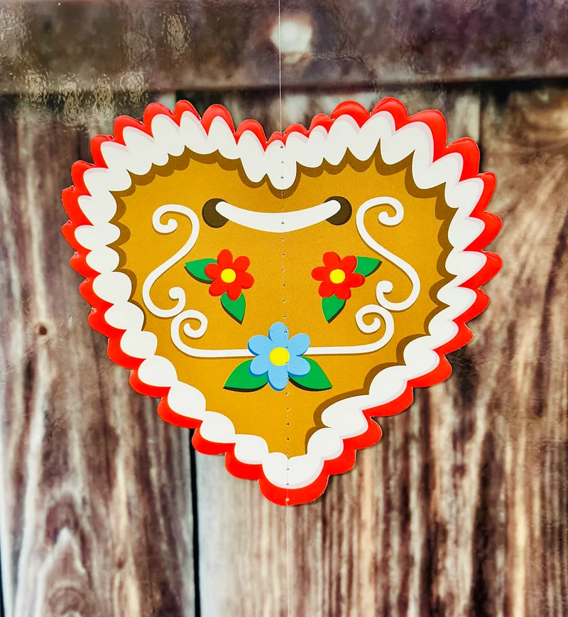 Papiergirlande hängend "Tracht Damen" rot/weiß
