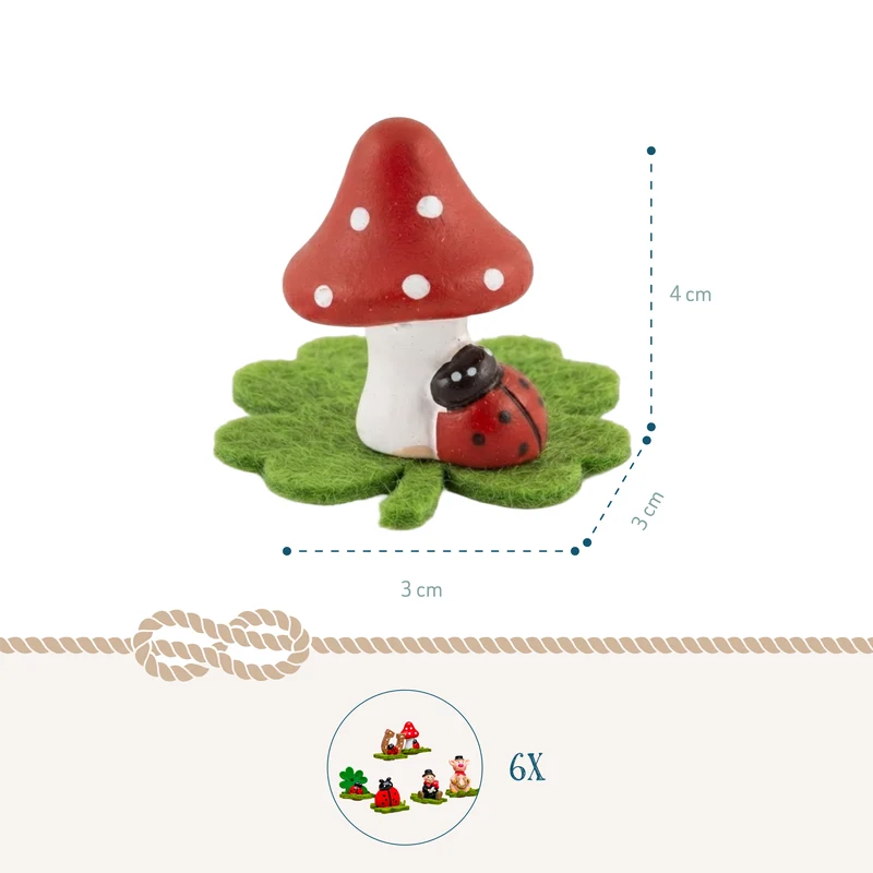 6er Set Glücksbringer Polyresin Kleeblatt selbstklebend 4 cm