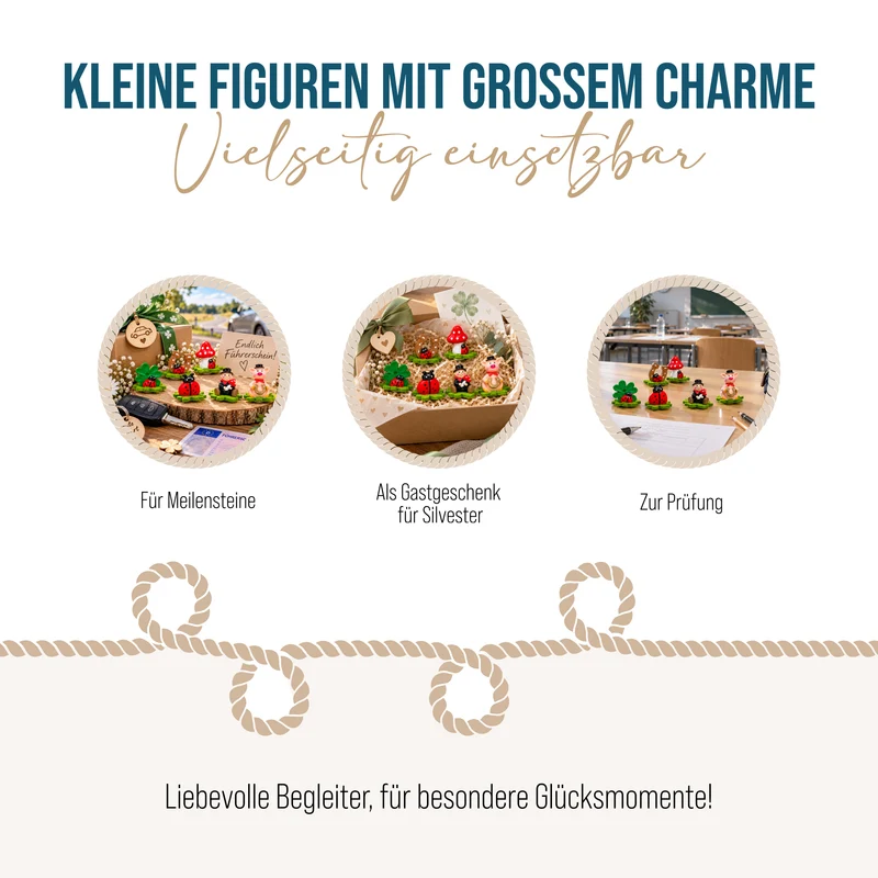 6er Set Glücksbringer Polyresin Kleeblatt selbstklebend 4 cm