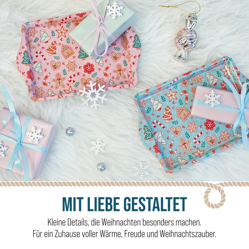 2er Set Tabletts Metall Lebkuchen 21,5 x 14,5 cm rosa mint