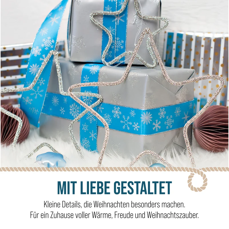 3er Set Sterne Anhänger Metall Strass ca. 13, 20 und 24 cm