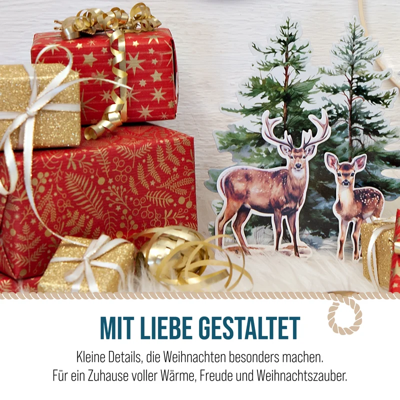 Weihnachts-Aufsteller Hirsch und Reh Holz ca. 21 cm hoch