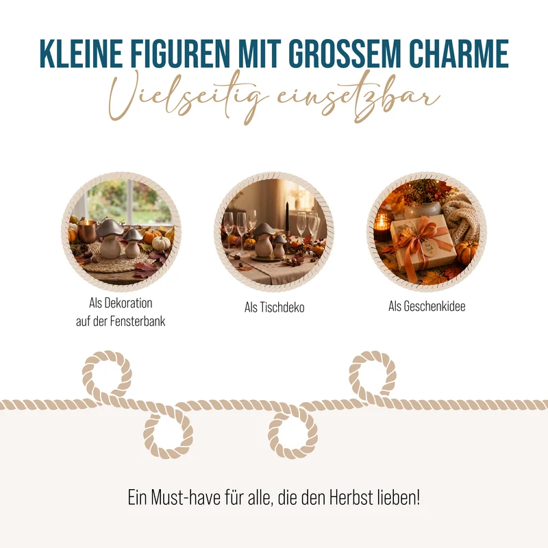 Deko-Pilze 2er Set aus Steinzeug braun beige ca. 7,5 und 10 cm