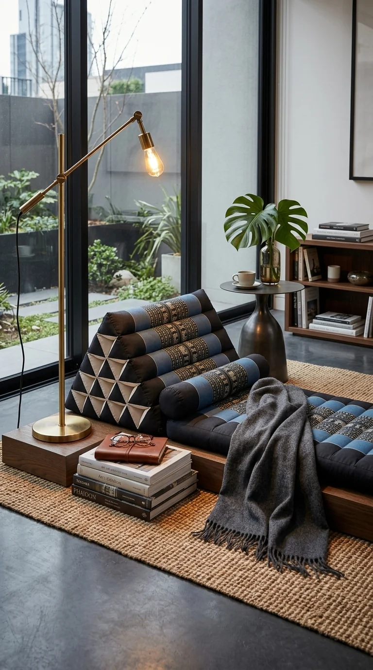 CHON NA KAN - Thai Triangle Cushion (3 Fold - Dark Blue)