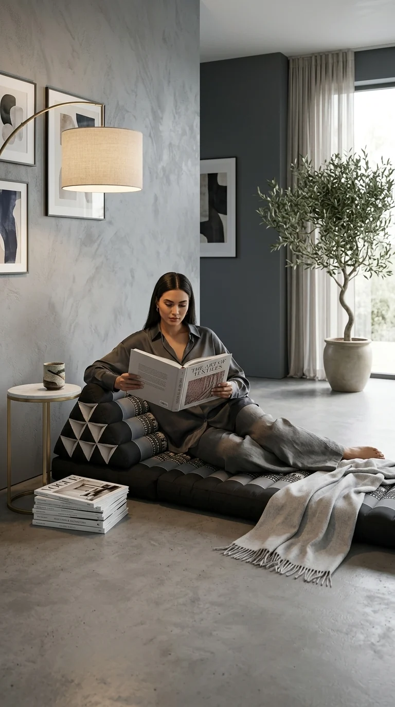 CHON NA KAN - Thai Triangle Cushion (3 Fold - Dark Blue)