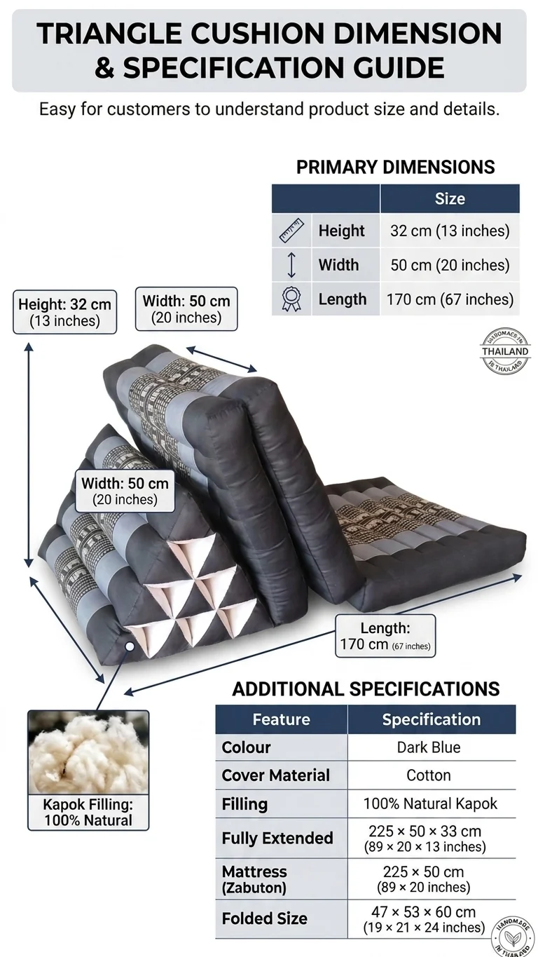 CHON NA KAN - Thai Triangle Cushion (3 Fold - Dark Blue)