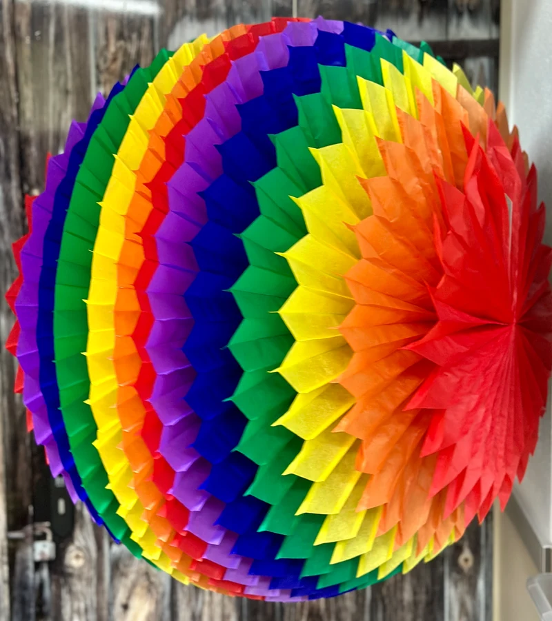Papier Wabenball „Regenbogen" (ca. 75 cm Durchmesser)
