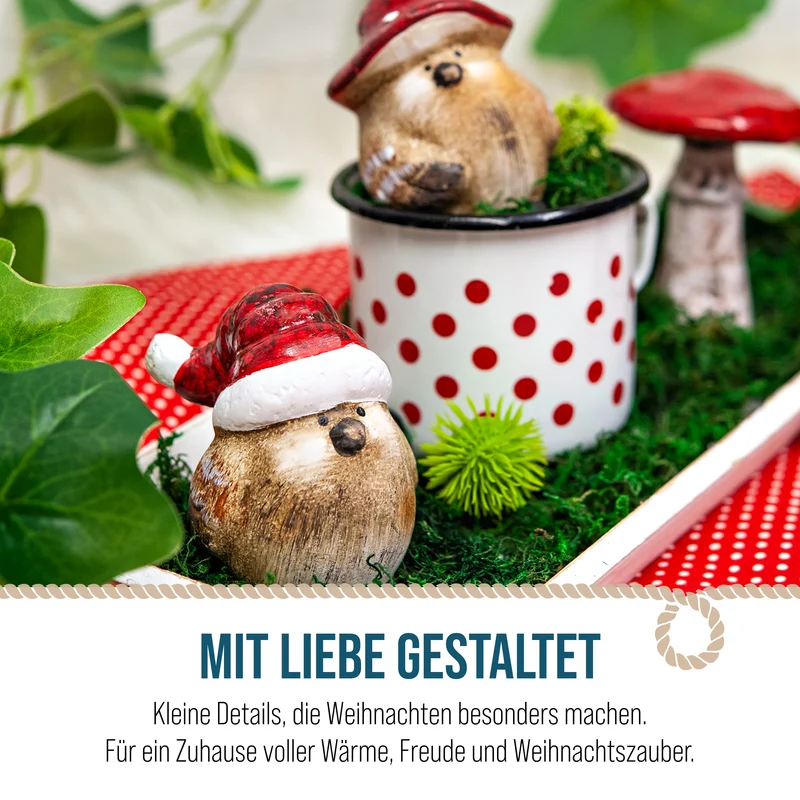 2er Set Wintervogel Figuren Keramik ca. 8,4 x 7 x 8,8 cm