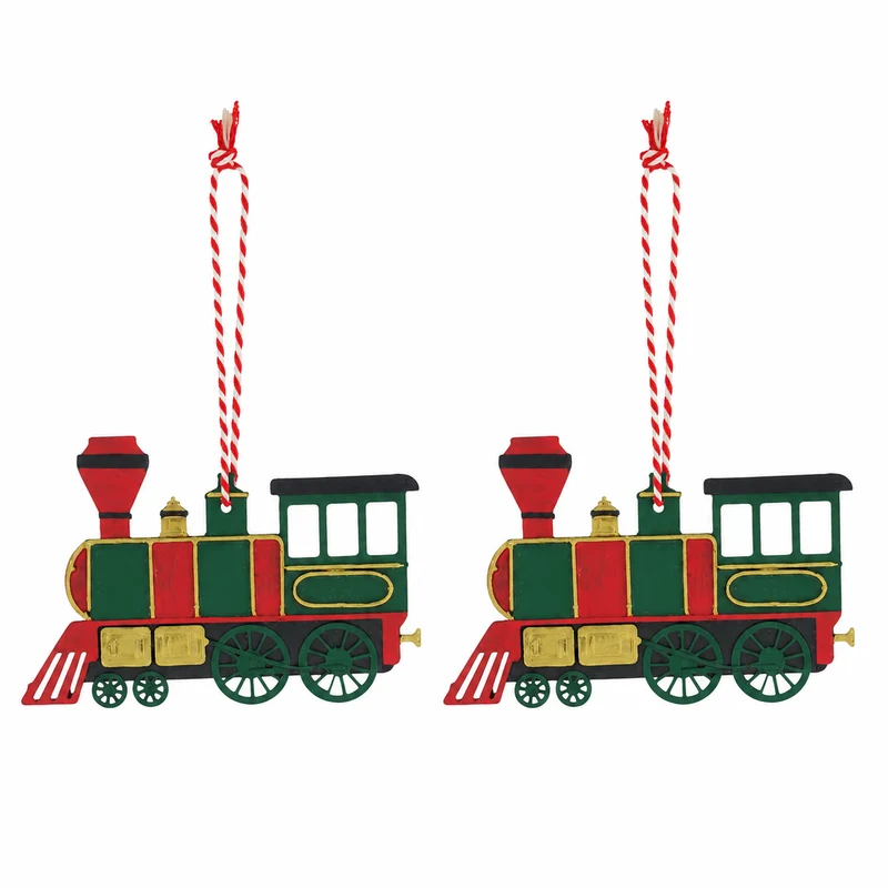 2er Set Weihnachtsanhänger Lokomotive Metall ca. 11 x 7,5 cm