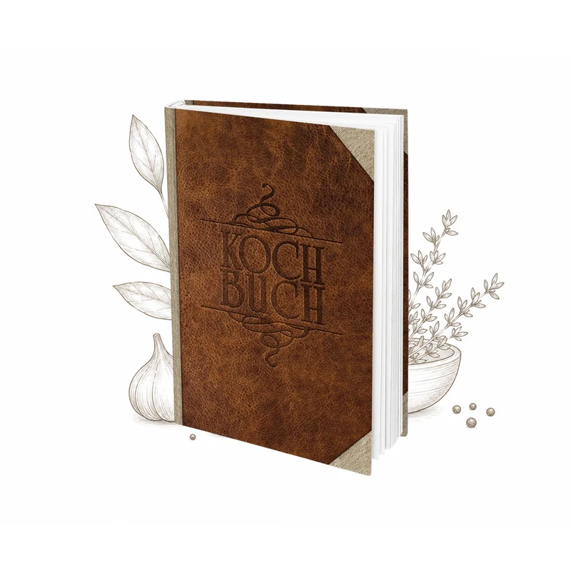 Rezeptbuch A5 zum Selberschreiben, Hardcover in Leder-Optik