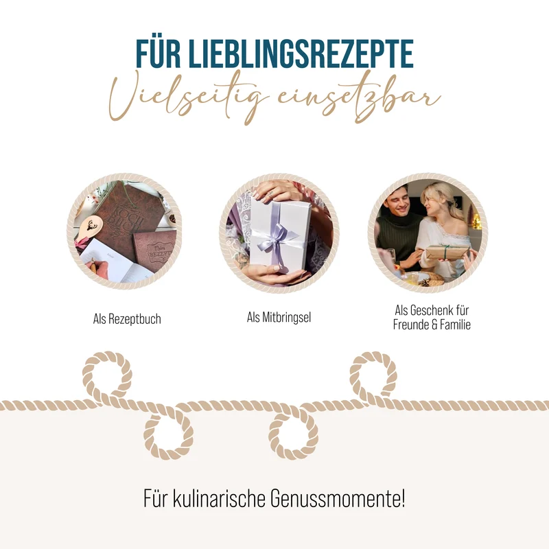 Rezeptbuch A5 zum Selberschreiben, Hardcover in Leder-Optik