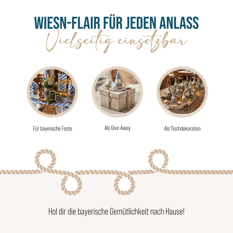 Oktoberfest Tischdeko 10er Set – Filzhüte mit Edelweiß