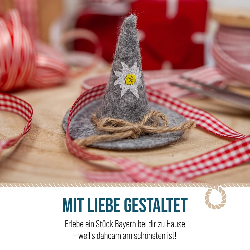 Oktoberfest Tischdeko 10er Set – Filzhüte mit Edelweiß