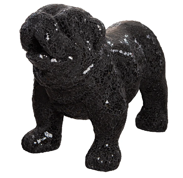 Figur Bulldogge "Black Disco" stehend mit angelegten Ohren