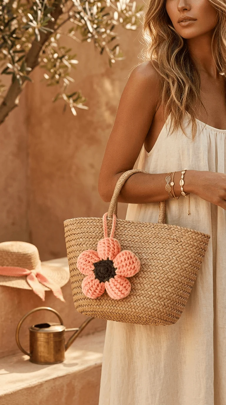 Handmade Crochet Flower Keychain