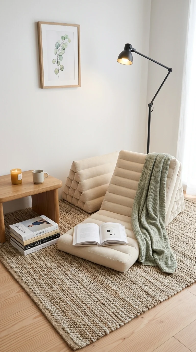 White Cotton Thai Triangle Cushion 3-Fold — Boho Foldable Floor Pillow for Meditation