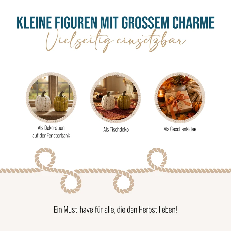 2er Set Deko-Kürbisse in Creme und Braun, ca. 7 x 7 x 9,5 cm