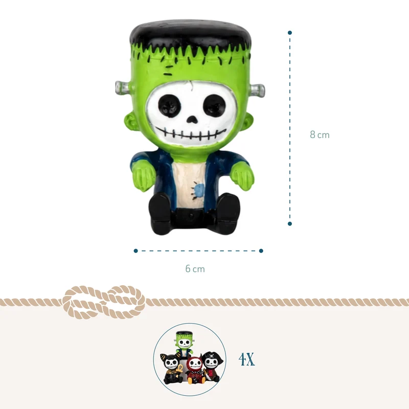 Halloween Dekofiguren 4er Set – Monster ca. 8 × 6 cm