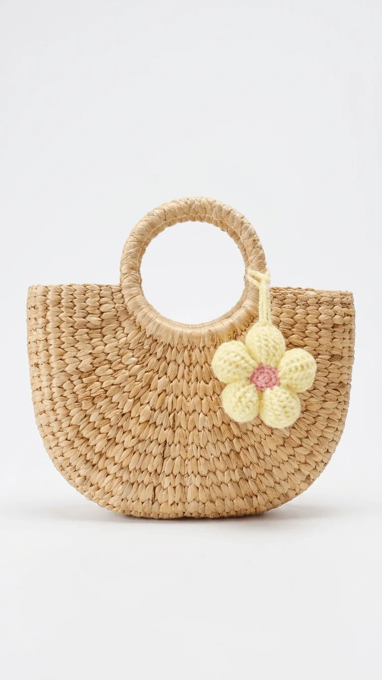 Crochet-Flower Charm (Yellow & Pink)