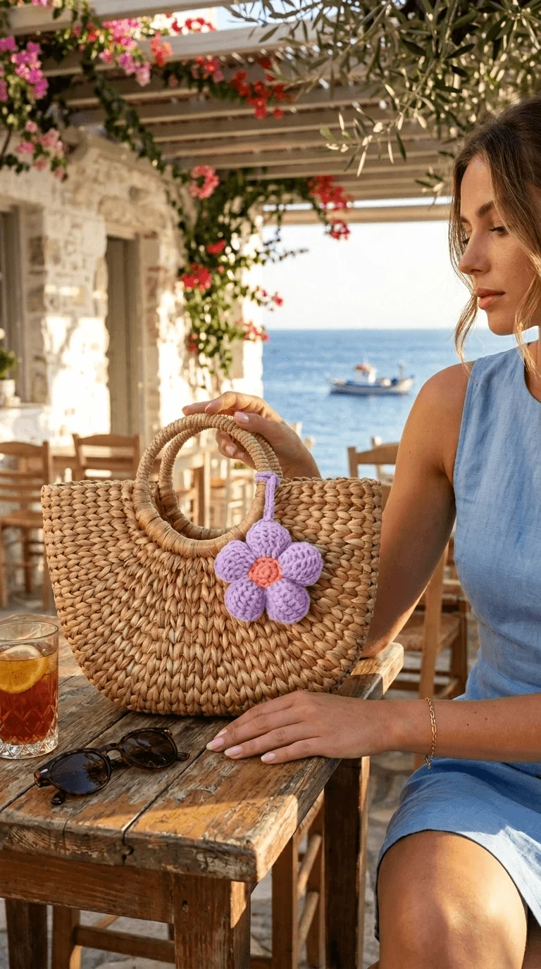 Crochet-Flower Charm (Purple & Yellow, Pink, Orange)