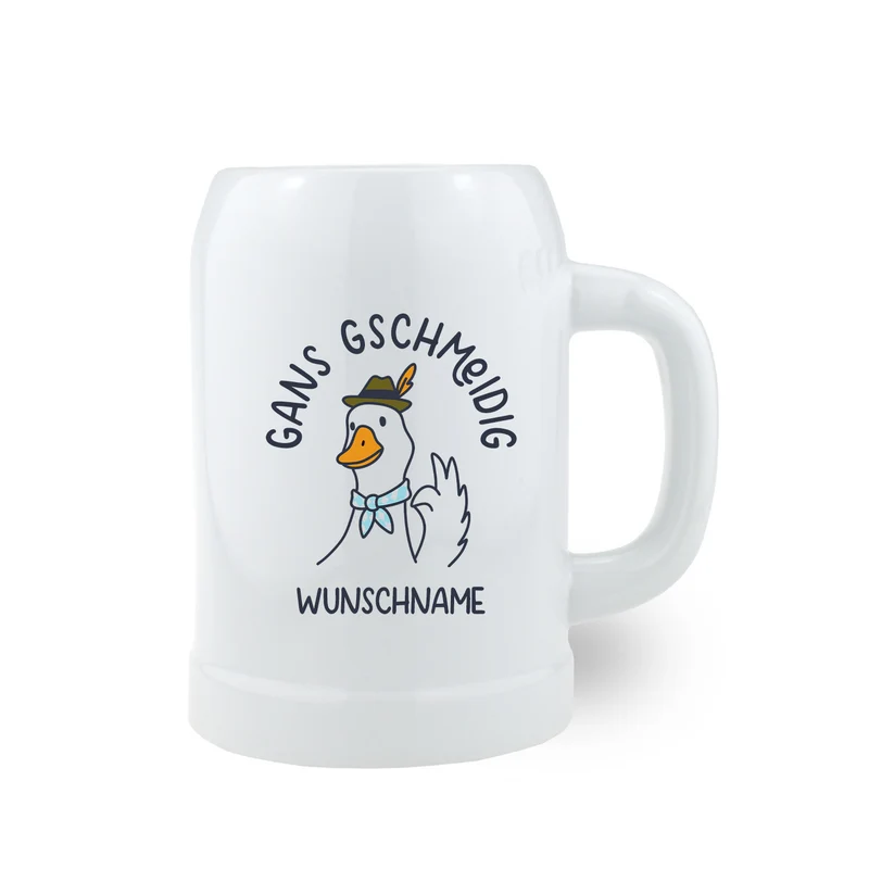 Bierkrug "Gans Gschmeidig" personalisierbar