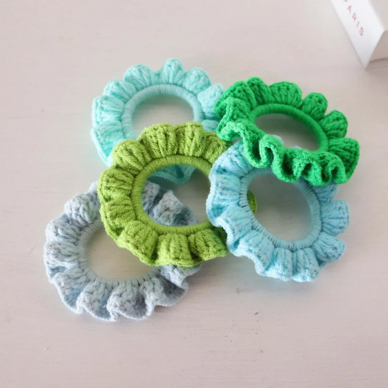 Green Tones - Hand Crochet Scrunchies