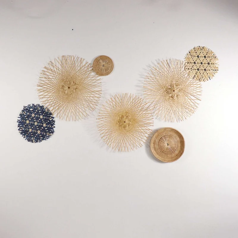 LIN LA DA - Bamboo and Rattan Wall Hanging Decor Set of 7