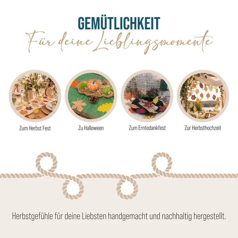 Herbstblätter-Konfetti aus Lokta-Naturpapier – handgefertigt in Nepal, H: 11cm, bunt mit Gold – nachhaltige Herbst- & Halloween-Streudeko