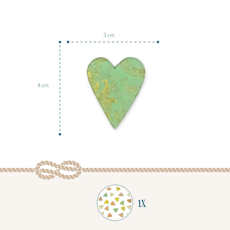 Streudeko Herzen Gold 24er-Set aus Naturpapier 3 x 4 cm handgefertigt in Nepal