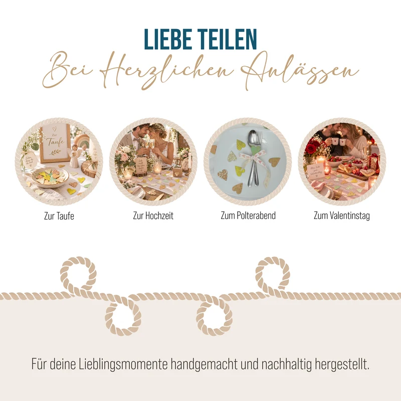 Streudeko Herzen Gold 24er-Set aus Naturpapier 3 x 4 cm handgefertigt in Nepal