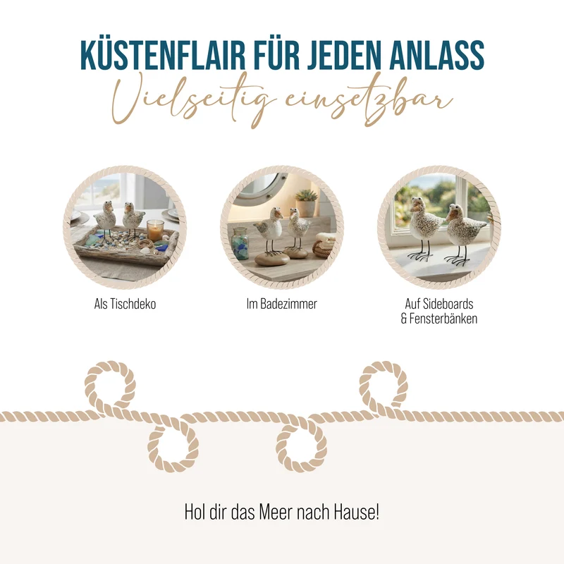 2er Set Möwe Figuren mit Metallbeinen 10,2 × 5,2 × 12 cm aus Keramik weiß orange – Maritime Deko Seevögel