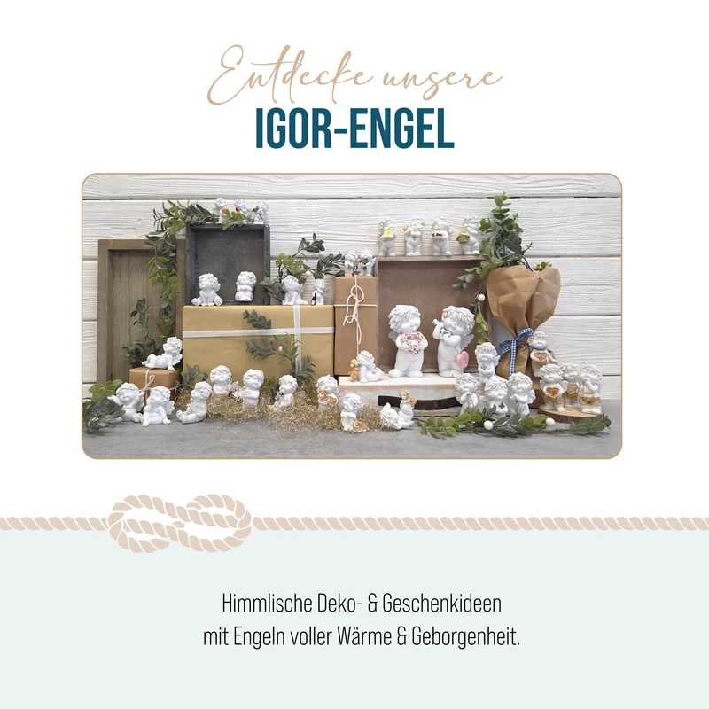 Poly-Engel Igor Figur in Weiß 4 Designs sortiert