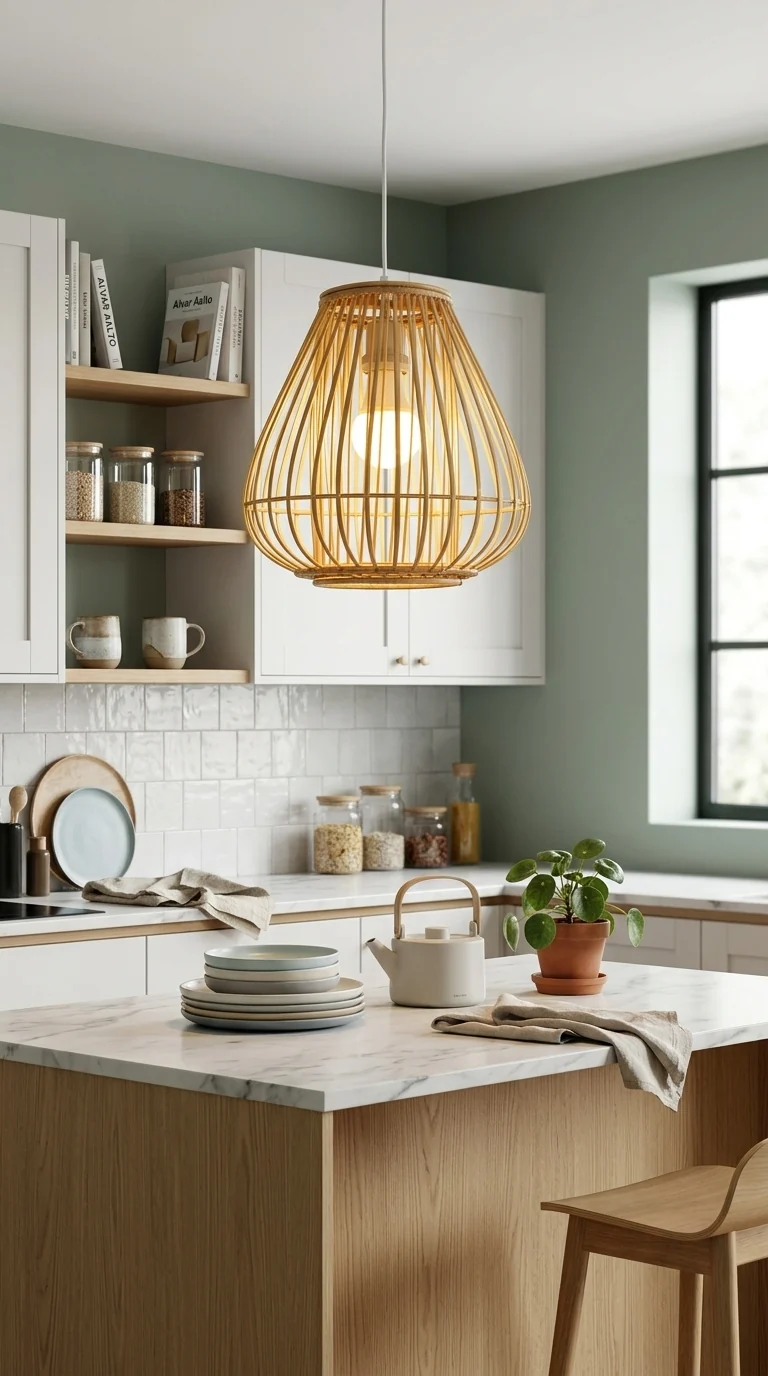 BAI FERN - Rattan and bamboo pendant light shade