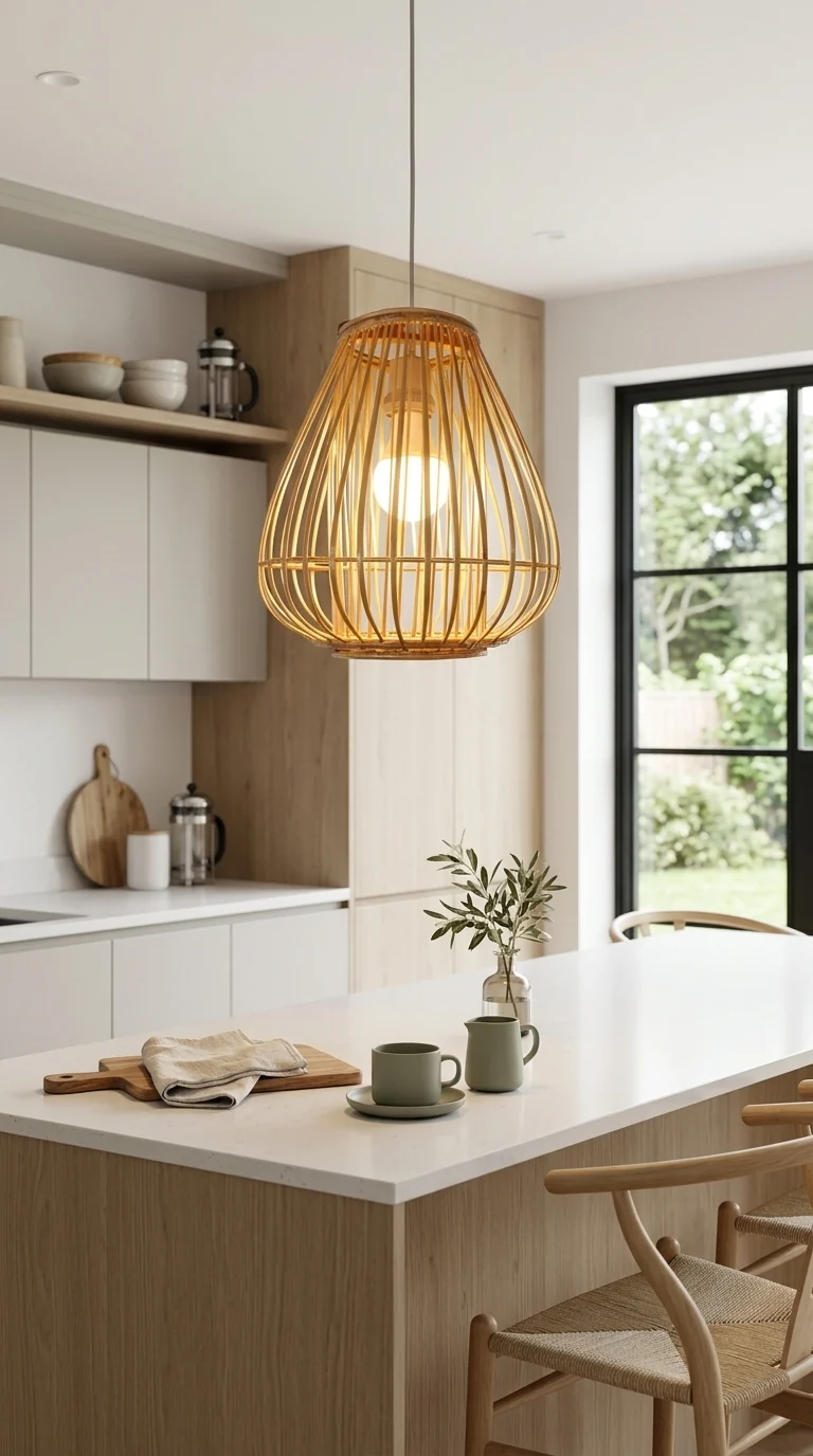 BAI FERN - Rattan and bamboo pendant light shade