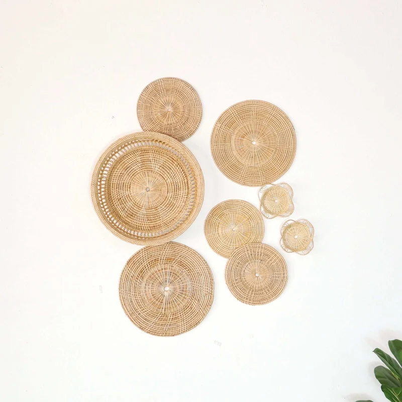 NA PI DA - Rattan Wall Hanging Art Decor Set of 8