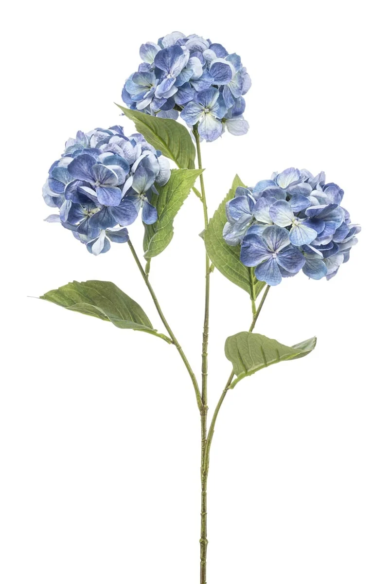 Textil Hortensie mit 3 Blüten