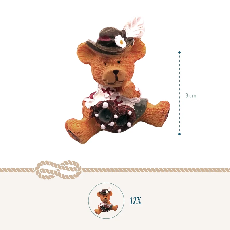 Trachtenbären Streudeko 12er Set 3 cm aus Polyresin – Wiesn-Deko