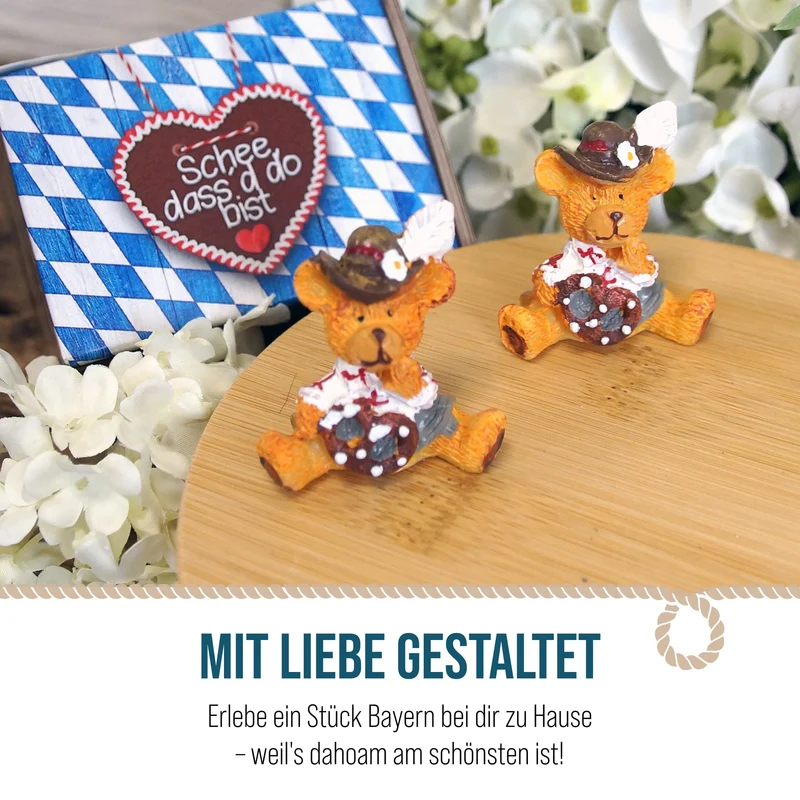 Trachtenbären Streudeko 12er Set 3 cm aus Polyresin – Wiesn-Deko